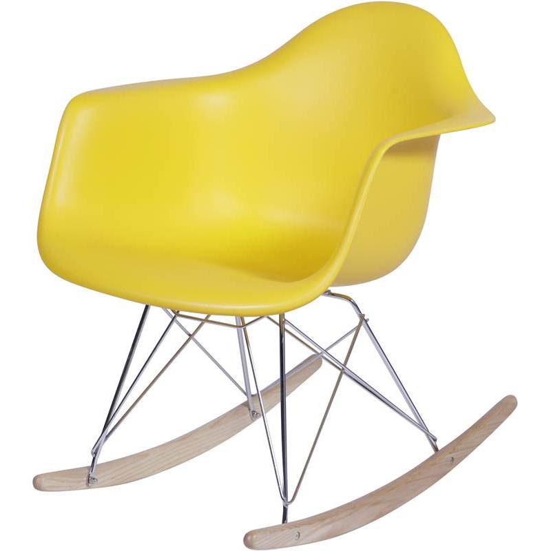 Cadeira Eames Wood Balanço Amarela com Braços