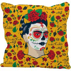 Capa-de-Almofada-Amarela-45x45cm-Face-Frida-Kahlo-Urban