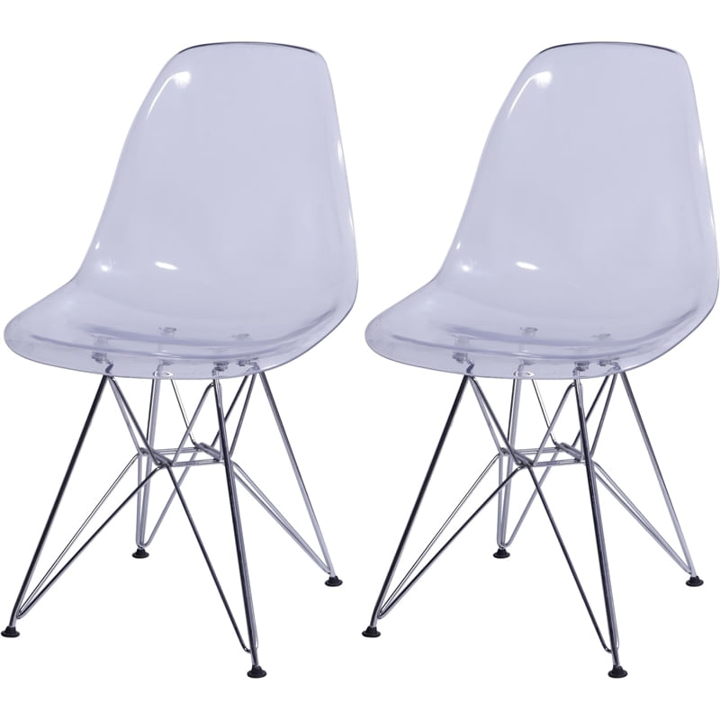 Kit 2 Cadeiras Eames Eiffel Transparente PC OR Design 1101