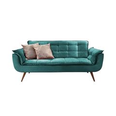 Sofa-2-Lugares-Azul-Esmeralda-em-Veludo-176m-Taurus