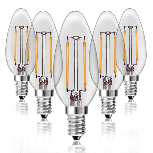 Kit-5-Lampadas-Vela-Filamento-LED-Clara-VL-35-E-14-2W-Branca-Fria-127V-Toplux