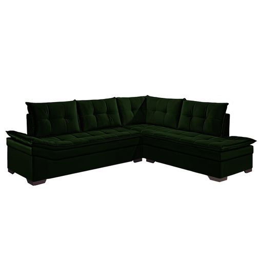 Sofá de Canto 4 Lugares Verde em Veludo Zenith Overstok