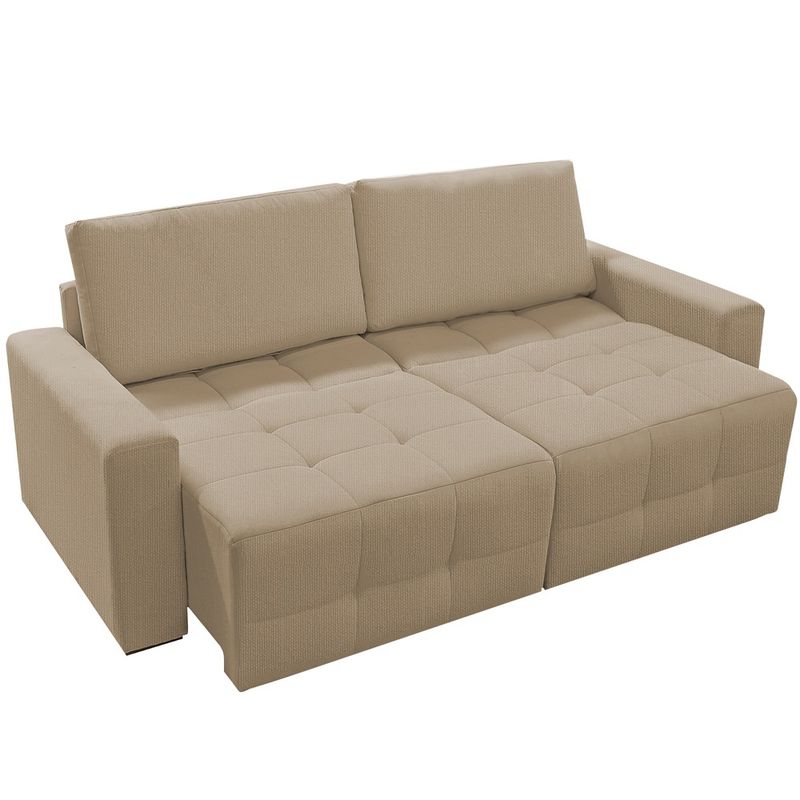 sofá cama retrátil milano 3 lugares linho bege