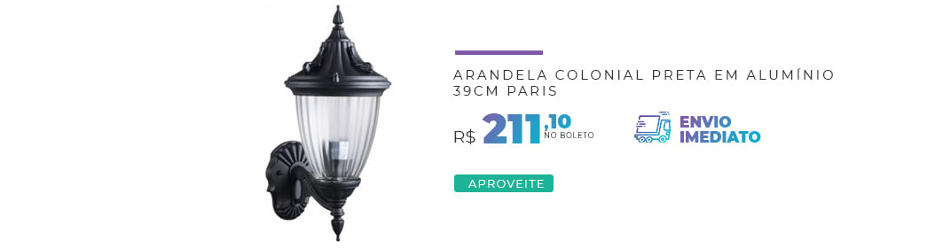 Arandela Colonia Preta